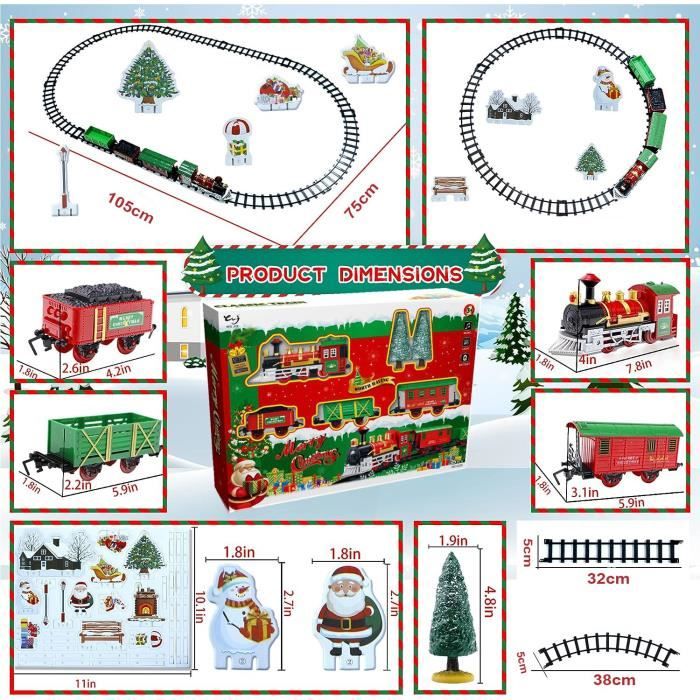 Train électrique Arbre De Noël 89cm Train De Noël BAKAJI électrique - Circuit 89cm Avec Lumières Pour Sapin Train Centre Sapin 89cm