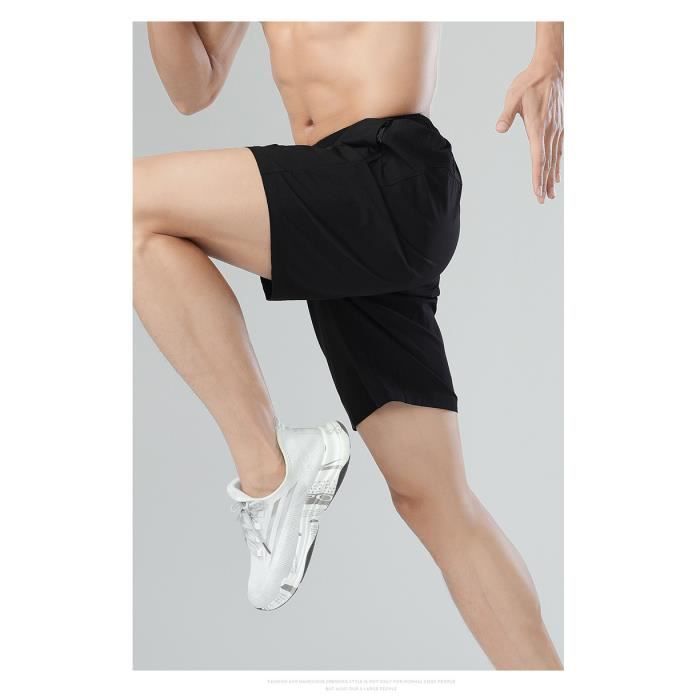 Short de Sport Running Homme Marque Noir Leger Respirante Sechage Rapide