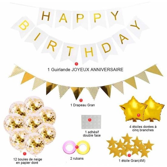 Banniere Joyeux Anniversaire Et 22 Pcs Ballons De Confettis Banner Happy Birthday Ballon Helium Decoration De Fete Anniversaire Cdiscount Maison
