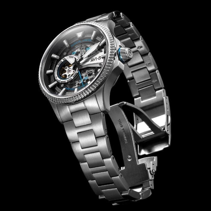 Montre Pilote Automatique Hawker Hunter Avon Pour Homme 44 Mm Avec Cadran Squelette Et Bracelet En Acier Inoxydable Massif Av 4078 Vert Achat vente montre Cdiscount