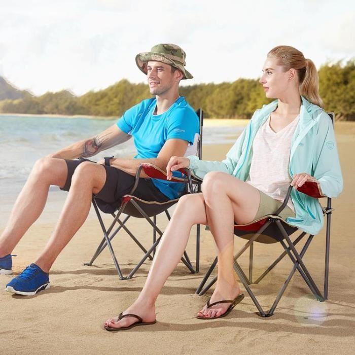 Chaises De Camping Portables Pliantes Légères - Siège Extérieur Rouge Pour Plage, Jardin, Pique-Nique