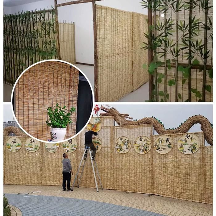 Bas prix naturel balcon décoré avec imitation bambou rideau ombre paille rideau  roseau roseau rideau rouleau - AliExpress
