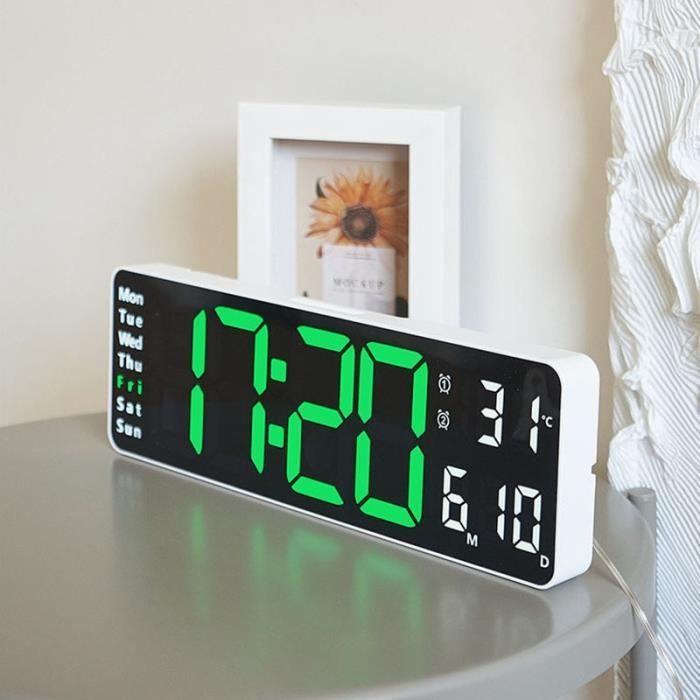 Horloge Murale Numérique Grand LED Pour Bureau Salon Cuisine Avec Calendar  et Température, Taille - 36*13*3cm -ABI - Cdiscount Maison