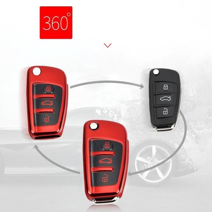 Coque clé,Couvercle de Protection pour clés de voiture, pour Audi A1 A3 8P  8L 8V S3 RS3 Q3 Q7 S3 TT, accessoires - Type Bleu - Cdiscount Auto