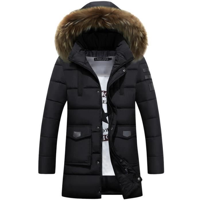Doudoune homme de Marque luxe longue section Epais chaud en vrac Grand format XXXL chapeau detachable tendance parka Vetement Noir Cdiscount Pret a Porter