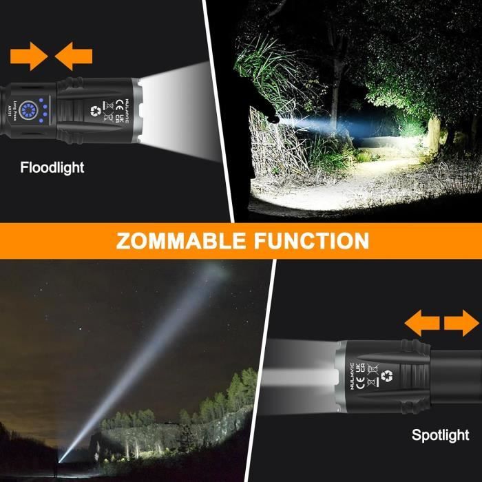 Lampe de poche tactique LED étanche haute puissance avec