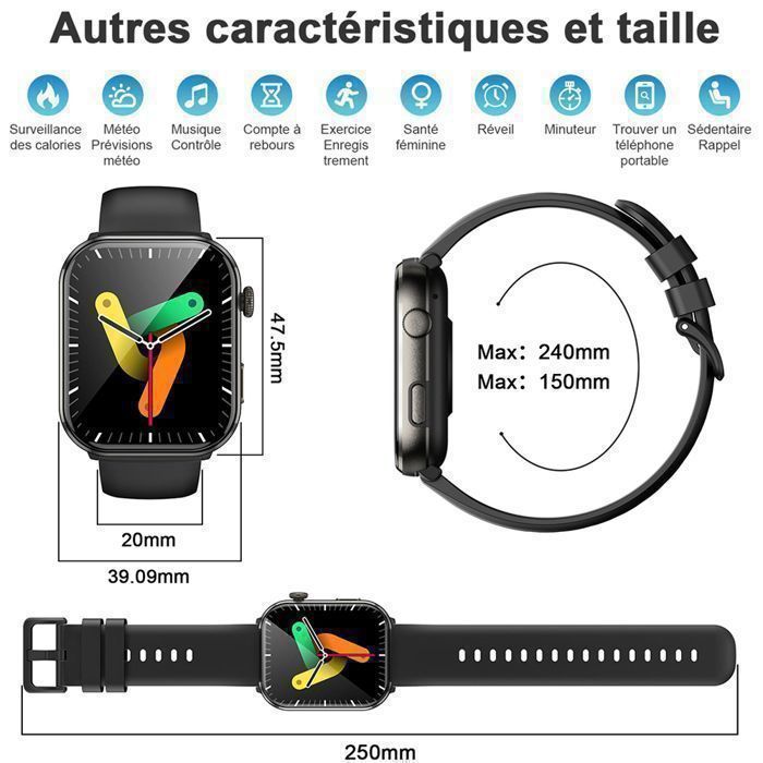 Smartwatch Avec Alexa - Appels Bluetooth, 100+ Sports, Monitoring Santé, étanche IP68