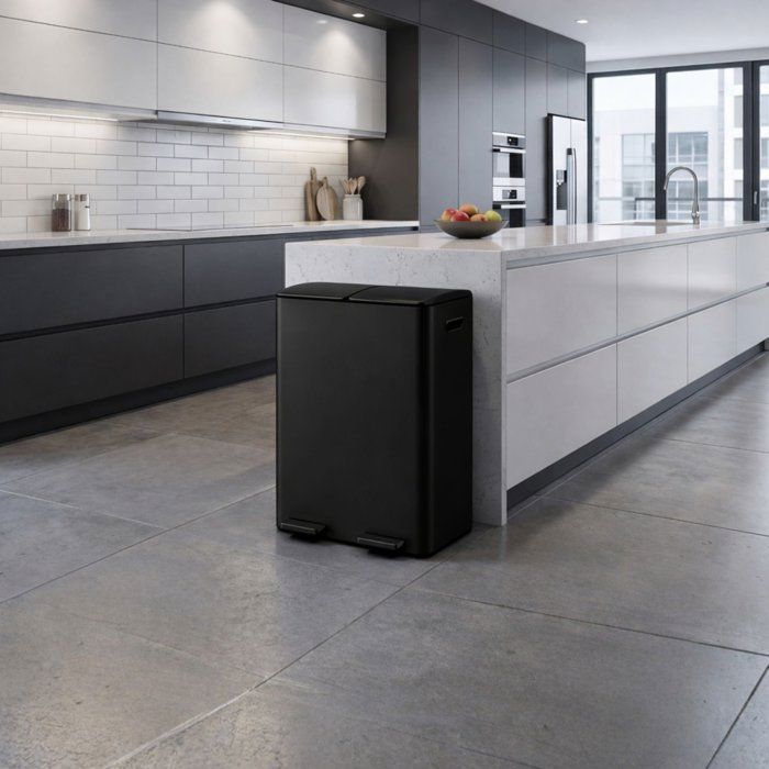 Bayt Poubelle de tri 60 L (2x30 L) à pédale, 2 compartiments, inox ...