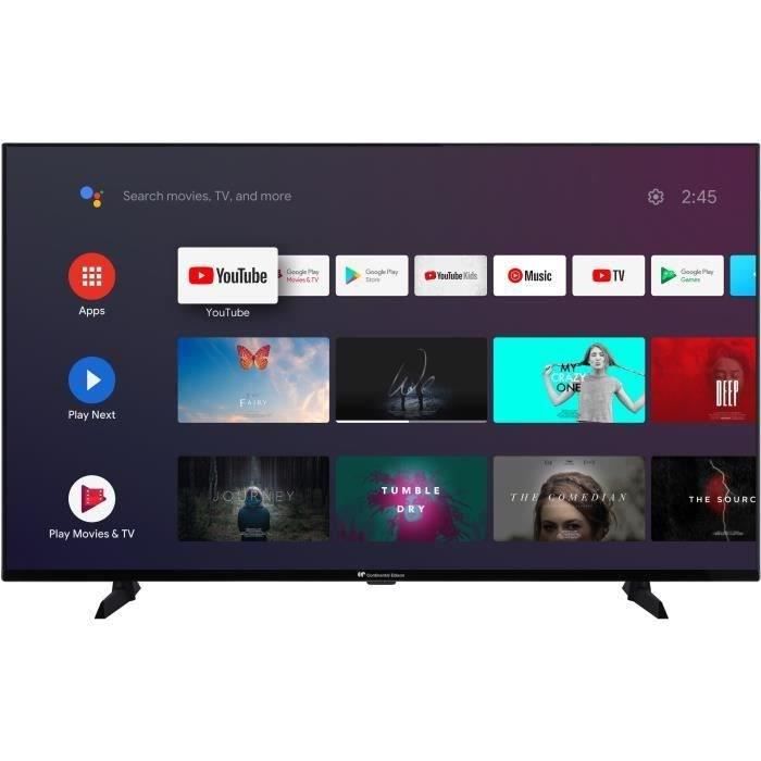 Continental Edison CELED55SA222B3 - TV LED UHD 4K 55'' (139 cm) - Android TV - 4xHDMI, 2xUSB - Noir