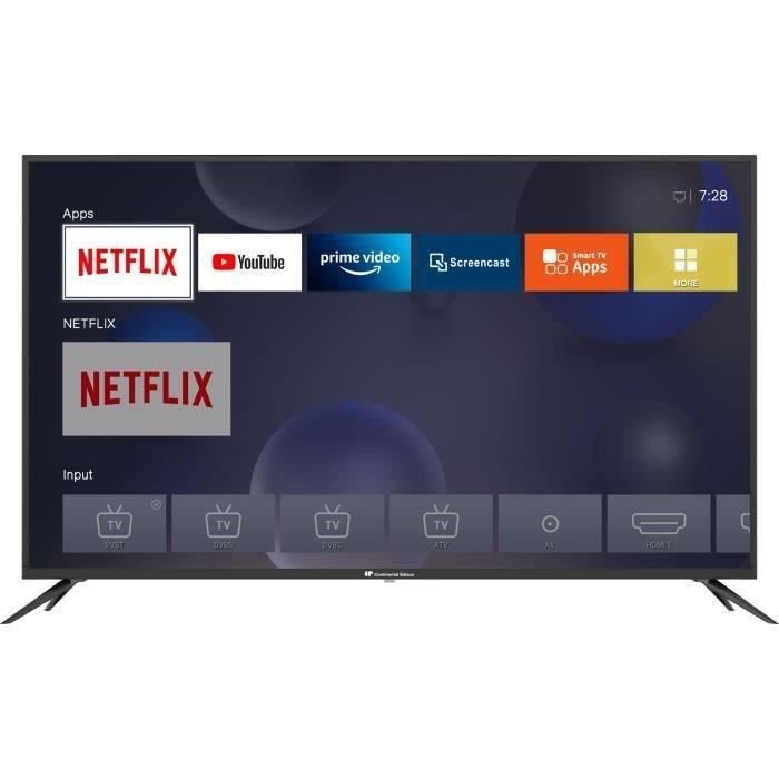 CONTINENTAL EDISON CELED50S22B6 - TV LED UHD 4K 50“ (126 cm) - Smart TV - 3xHDMI, 2xUSB - Noir