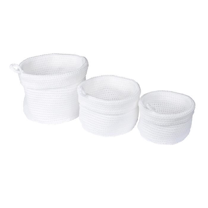 HOMEA Set de 3 paniers de rangement tressés Ø12-15-18cm blanc