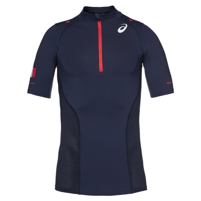 ASICS M'S Maillot manches courtes - Demi zip Homme - Bleu marine