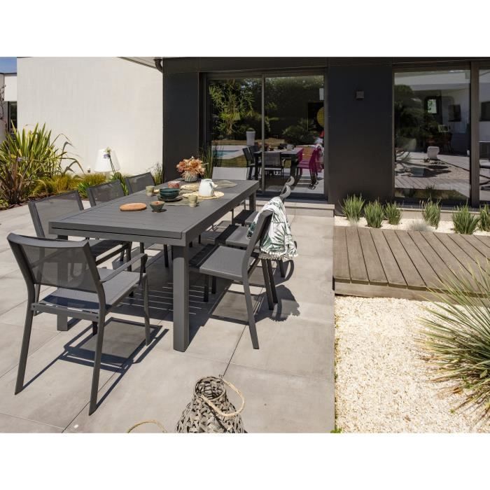 DCB GARDEN Table Copenhague-TB300 + 6 chaises Stockholm-CH + 2 fauteuils Stockholm-FT
