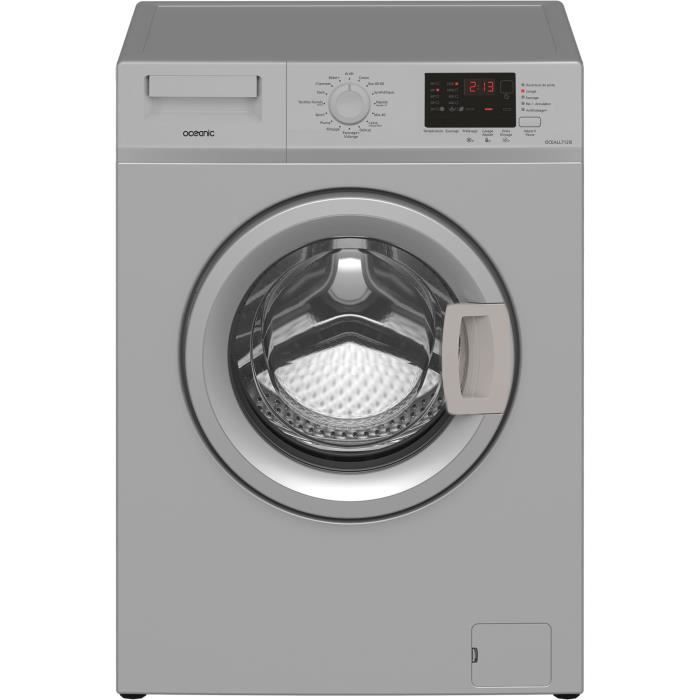 Lave-linge hublot OCEANIC OCEALL712IS - 7kg - Moteur induction - Largeur 60 cm - 1200 tours/min - Silver