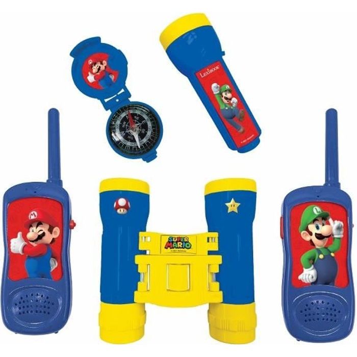 SUPER MARIO - Kit d’aventurier - Talkie-Walkies portée 120m, jumelles, lampe torche et boussole