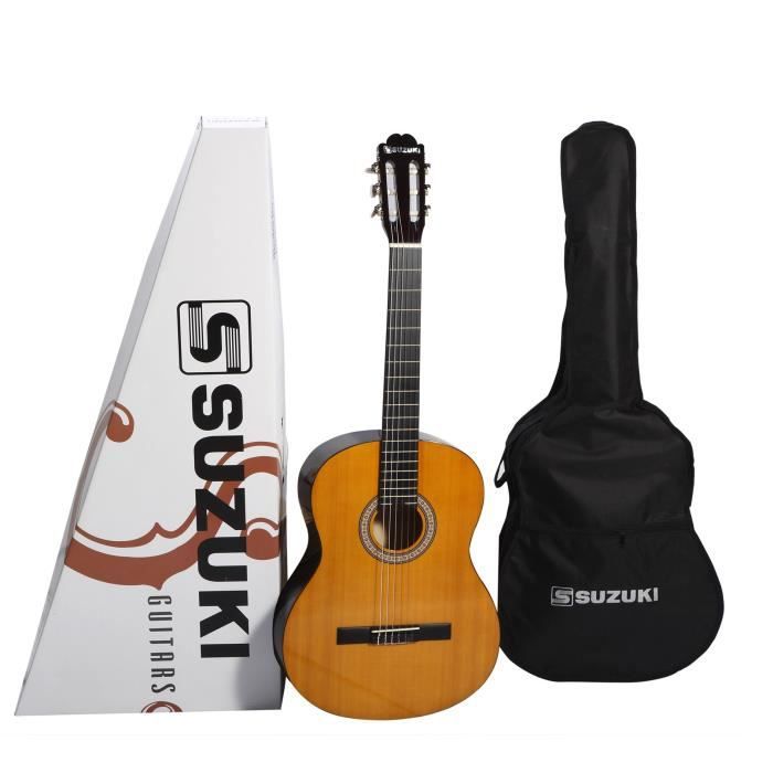 SUZUKI Guitare classique 1/2 pour enfant finition naturelle avec housse de protection