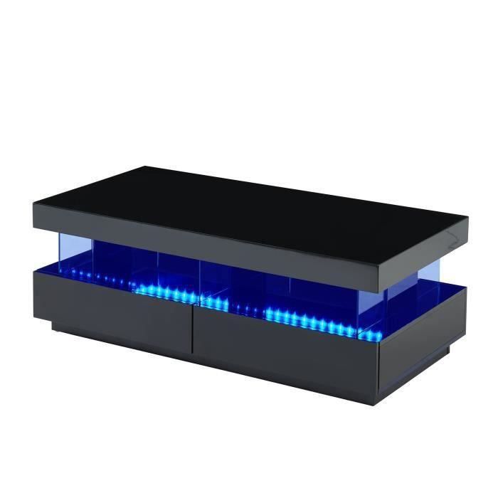 Table Basse - Noir avec LED multicolore - L 120 cm - LIGHT