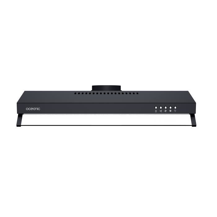 Oceanic Oceahc202sb Hotte Visière 202 M3/4 - 1 Lampe Led - 3 Vitesses - 55 Db - C - Encastrement Standard L60 Xp 50 Xh 8 Cm - Noir