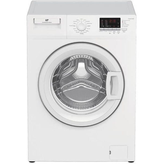 Lave-linge hublot CONTINENTAL EDISON CELL812W9 - 8 kg - Moteur induction - Largeur 60 cm - 1200 tours/min - Blanc