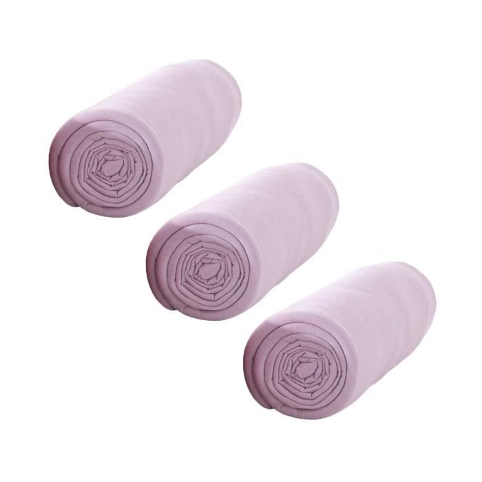 TODAY Pack de 3 Draps Housse 100% coton 90x190 cm poudre de lila