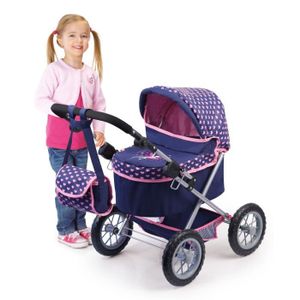 Landau Trendy pour poupée 46 cm - BAYER DESIGN - Guidon réglable - Pliable - Sac à bandoulière et panier inclus