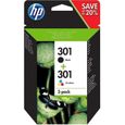 HP 301 Pack de 2 cartouches d'encre noire et trois couleurs authentiques (N9J72AE) pour HP Envy 4505, DeskJet 1050/1512/2548/3057A-0