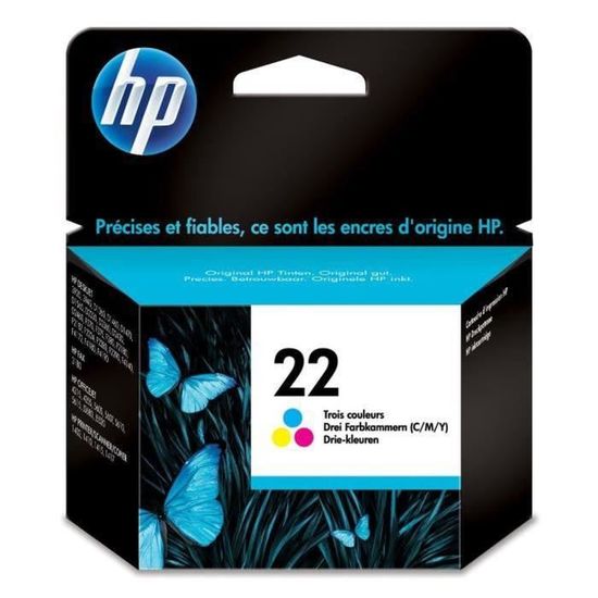 HP 22 Cartouche d'encre trois couleurs authentique (C9352AE) pour HP DeskJet F380/D1530/D2460/F2180/F4100, OfficeJet 4300/5600