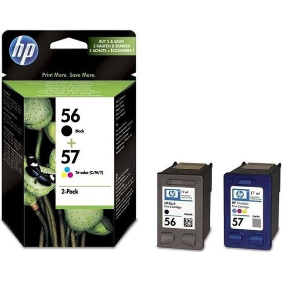Cartouche d'encre HP 56/57 Noir et Trois couleurs authentiques (SA342AE) - Pack de 2