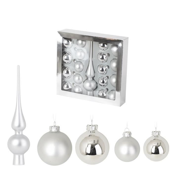 Tapis noir Boules de Noël en verre 4er Set Ø 8 cm