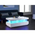 LIGHT Table basse led contemporain laqué blanc brillant 120cm-0