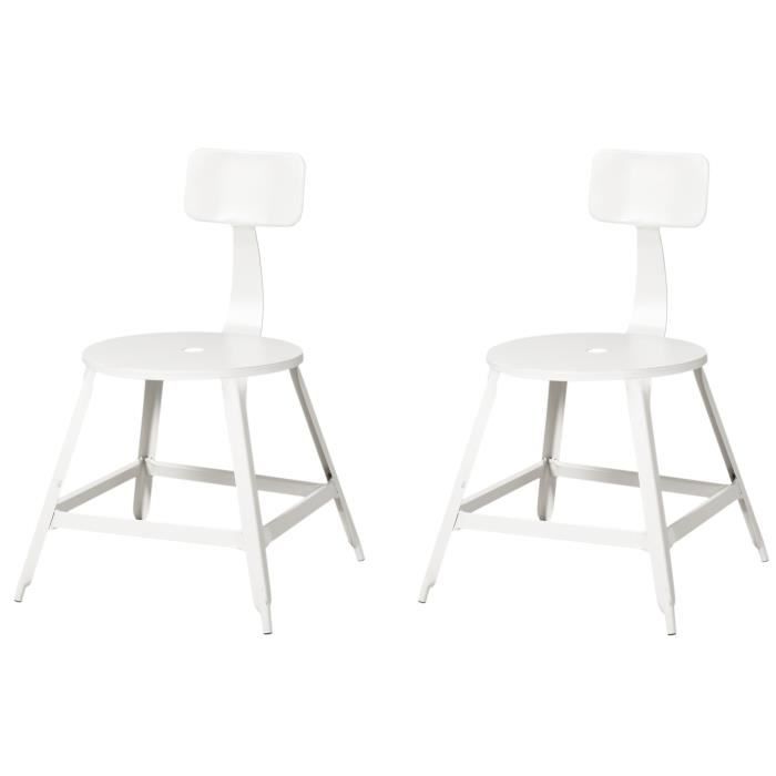 Loft Lot De 2 Chaises De Salle A Manger Metal Blanc Industriel