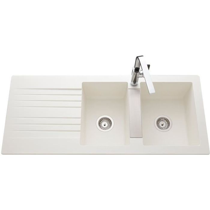EWI Evier Soledad 100x50cm 1 grand bac 1 /égouttoir b/éton