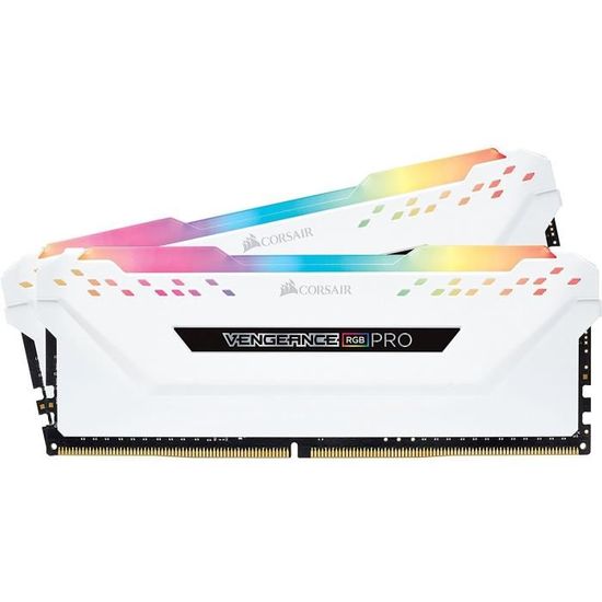 CORSAIR Mémoire PC DDR4 - Vengeance RGB Pro 16 Go (2 x 8 Go) - 3600 MHz - CAS 18 - LED RGB - Blanche (CMW16GX4M2C3600C18W)
