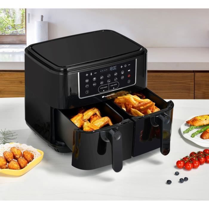 Airfryer Friteuse a Air Sans huile CONTINENTAL EDISON CERFRSH24002CB 9 L Double bacs 2400W Noir Cdiscount Electromenager