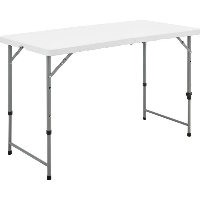Table de réception pliante - TERRANOVA - Blanche - Structure acier et Plateau en Polyéthylène PEHD - 4 personnes - 122x605xH74 cm