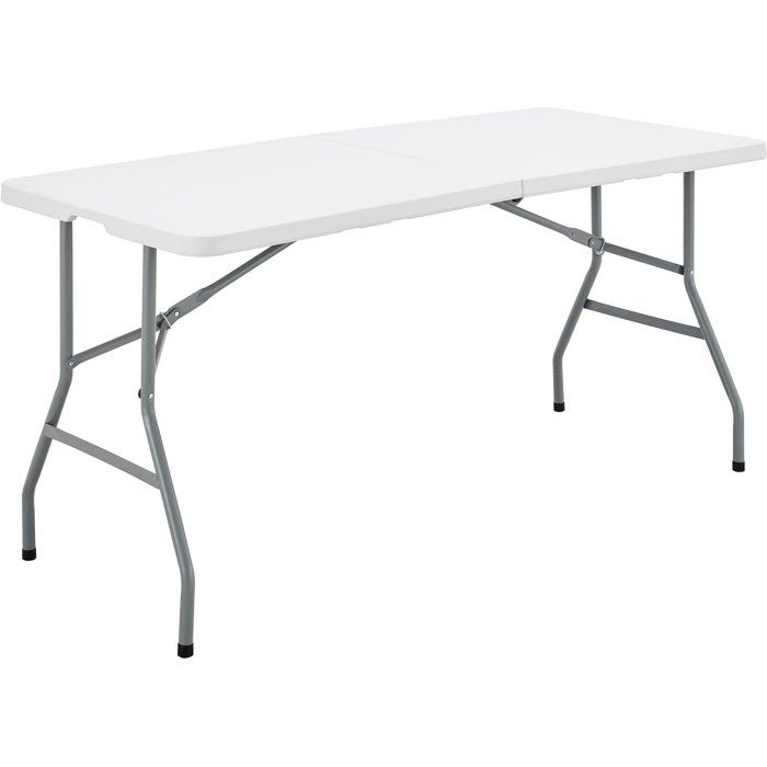 Table de réception pliante - TERRANOVA - Blanche - Structure acier et Plateau en Polyéthylène PEHD - 6 personnes - 152x70xH735 cm