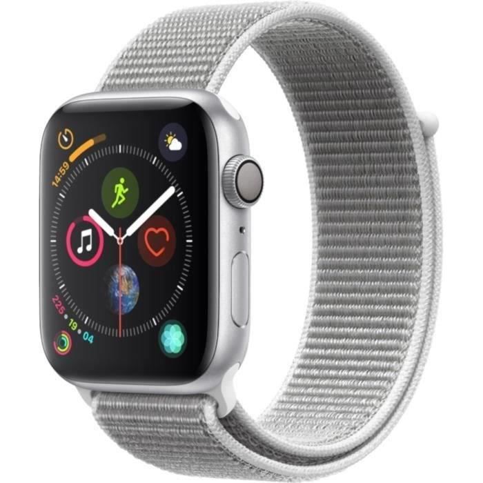 Apple Watch Series 4 GPS - 44mm Boîtier aluminium argent - Boucle coquillage (2018) - Reconditionné - Etat correct - Apple