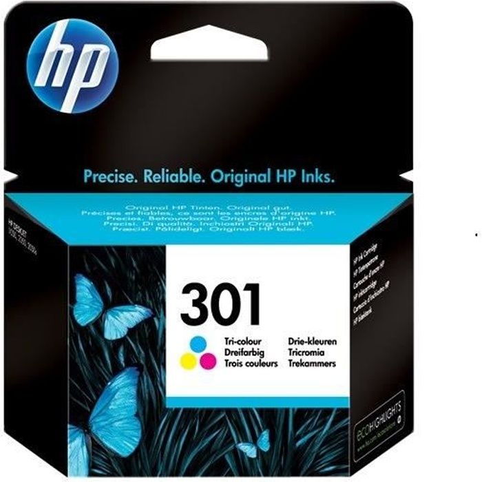HP 301 Cartouche dencre trois couleurs authentique (CH562EE) pour HP Envy 4505 et HP DeskJet 1050/1512/2548/3057A