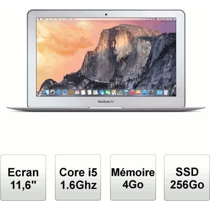 Top achat PC Portable Apple MacBook Air PC Portable 11,6" MJVP2F/A -  Intel Core i5 - RAM 4 Go - Stockage 256Go - Intel HD Graphics 6000- OS X Yosemite pas cher