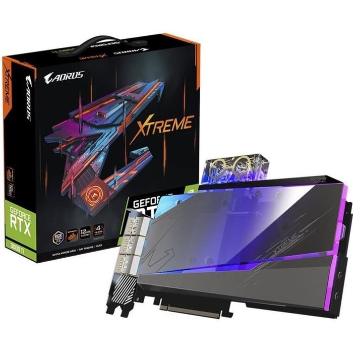 Carte Graphique GIGABYTE AORUS RTX 3080 Ti XTREME WATERFORCE WB 12G LHR (GV-N308TAORUSX WB-12GD)