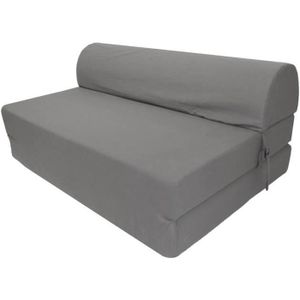 Miliboo - Chauffeuse convertible 2 places en tissu gris clair KATY