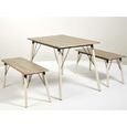 BRANTFORD Ensemble table et chaises de 4 à 6 personnes contemporain en métal ivoire et MDF gris - L 110 x l 70 cm-3