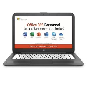 Vente PC Portable HP PC Portable Stream 14-cb032nf - 14" HD - Celeron N3060 - RAM 4Go - Stockage 64Go SSD - Windows 10 +Office 365 Perso inclus 1 an pas cher Vente PC Portable HP PC Portable Stream 14-cb032nf - 14" HD - Celeron N3060 - RAM 4Go - Stockage 64Go SSD - Windows 10 +Office 365 Perso inclus 1 an pas cher