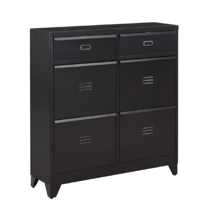 CAMDEN Meuble à chaussures industriel Laqué noir L 101 cm Cdiscount