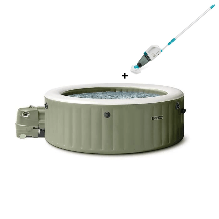 Spa gonflable INTEX - Olive - 236 x 236 x 71 cm - 8 places - Rond - 28412NP + Nettoyeur piscine/spa INTEX ZR100 - Autonomie 50 mn
