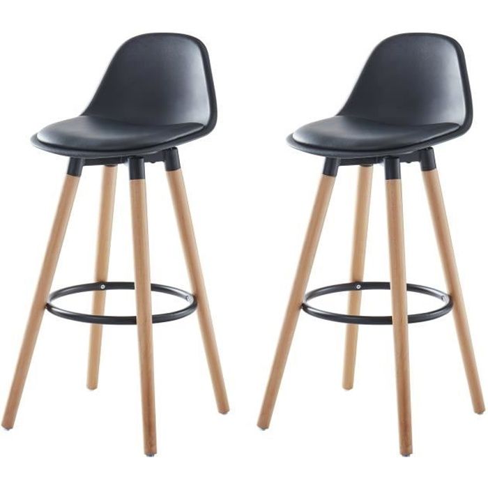 Tabouret Bar Noir Pied En Bois