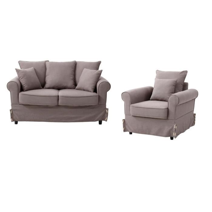 Auguste Ensemble Canapé Droit Fixe 2 Places Fauteuil