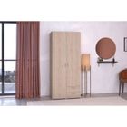 PARISOT Armoire VARIA - Décor chêne et blanc - 2 portes - 2 tiroirs - 80,7 x 185 x 51,3