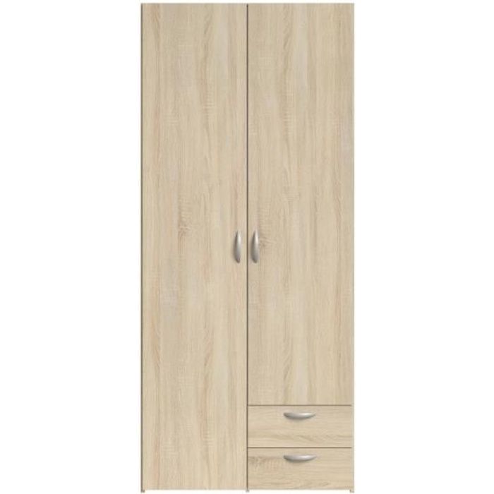 Parisot Varia Armoire De Chambre 2 Portes Decor Chene L 81 Cm Varia Cdiscount Maison