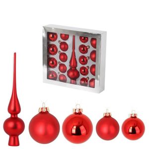 Tapis noir Boules de Noël en verre 4er Set Ø 8 cm